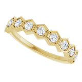 14K Gold Round Natural Diamond Stackable Geometric Ring – 2.2mm Stones - Yellow Gold - view 15