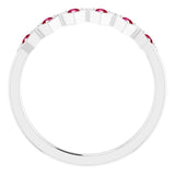 Platinum Round Lab-Grown Ruby Stackable Ring - view 7
