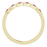 14K Gold Round Natural Ruby Stackable Ring – 1.75mm Stones - Yellow Gold - view 7