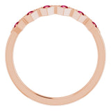 14K Gold Round Lab-Grown Ruby Stackable Ring - Rose Gold - view 7