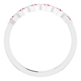 14K Gold Round Natural Pink Tourmaline Stackable Ring – 1.75mm Stones - White Gold - view 7