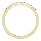 14K Gold Round Natural Pink Tourmaline Stackable Ring – 1.75mm Stones - Yellow Gold - view 7
