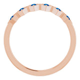 14K Gold Round Natural Blue Sapphire Stackable Ring – 1.75mm Stones - Rose Gold - view 7