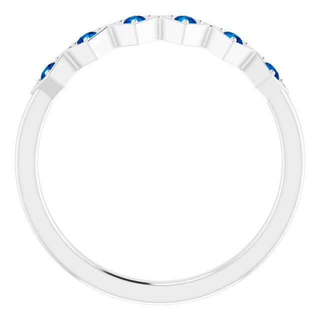 Platinum Round Natural Blue Sapphire Stackable Ring – 1.75mm Stones - view 7