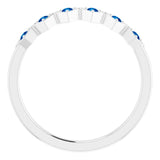 14K Gold Round Natural Blue Sapphire Stackable Ring – 1.75mm Stones - White Gold - view 7