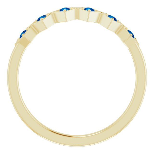 14K Gold Round Natural Blue Sapphire Stackable Ring – 1.75mm Stones - Yellow Gold - view 7