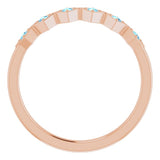 14K Gold Round Natural Aquamarine Stackable Ring – 1.75mm Stones - Rose Gold - view 7