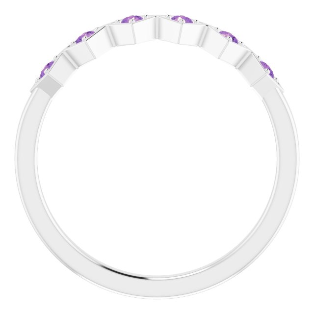 Platinum Round Natural Amethyst Stackable Ring – 1.75mm Stones - view 7