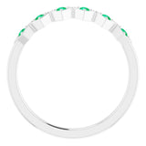 Platinum Round Natural Emerald Stackable Ring – 1.75mm Stones - view 7