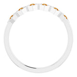 Platinum Round Natural Citrine Stackable Ring - view 7