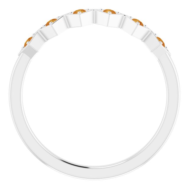 Platinum Round Natural Citrine Stackable Ring - view 7