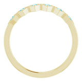 14K Gold Round Natural Blue Zircon Stackable Ring - Yellow Gold - view 7