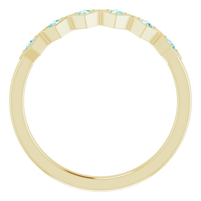 14K Gold Round Natural Blue Zircon Stackable Ring - Yellow Gold - view 7