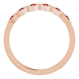 14K Gold Round Natural Mozambique Garnet Stackable Ring – 1.75mm Stones - Rose Gold - view 7