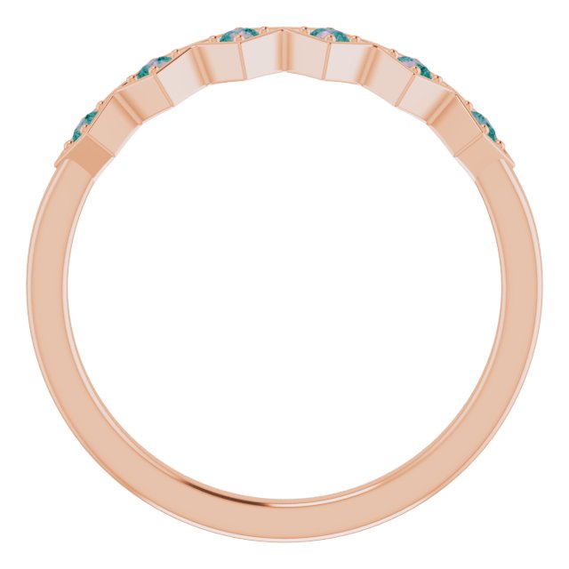 14K Gold Round Natural Alexandrite Stackable Ring - Rose Gold - view 7