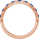 14K Gold Round Lab-Grown Blue Sapphire Stackable Geometric Ring - Rose Gold - view 12