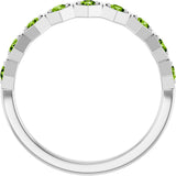 Platinum Round Natural Peridot Stackable Geometric Ring - view 12