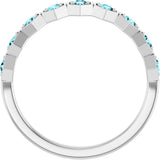 Platinum Round Natural Blue Zircon Stackable Geometric Ring - view 12