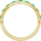 14K Gold Round Natural Emerald Stackable Geometric Ring - Yellow Gold - view 12
