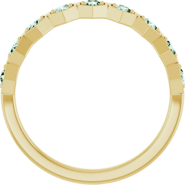 14K Gold Round Natural Alexandrite Stackable Geometric Ring - Yellow Gold - view 14