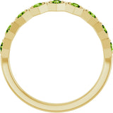 14K Gold Round Natural Peridot Stackable Geometric Ring - Yellow Gold - view 12