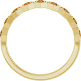14K Gold Round Natural Citrine Stackable Geometric Ring - Yellow Gold - view 12