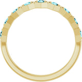 14K Gold Round Natural Blue Zircon Stackable Geometric Ring - Yellow Gold - view 12
