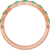 14K Gold Round Lab-Grown Emerald Stackable Geometric Ring - Rose Gold - view 12