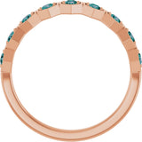 14K Gold Round Lab-Grown Alexandrite Stackable Geometric Ring - Rose Gold - view 13