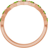 14K Gold Round Natural Peridot Stackable Geometric Ring - Rose Gold - view 12