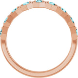 14K Gold Round Natural Blue Zircon Stackable Geometric Ring - Rose Gold - view 12