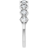 14K Gold Round Natural Diamond Stackable Geometric Ring – 2.2mm Stones - White Gold - view 14