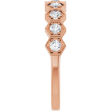 14K Gold Round Natural Diamond Stackable Geometric Ring – 2.2mm Stones - Rose Gold - view 14