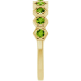 14K Gold Round Natural Peridot Stackable Geometric Ring - Yellow Gold - view 14