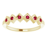 14K Gold Round Natural Ruby Stackable Ring – 1.75mm Stones - Yellow Gold - view 8