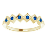 14K Gold Round Natural Blue Sapphire Stackable Ring – 1.75mm Stones - Yellow Gold - view 8