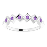 Platinum Round Natural Amethyst Stackable Ring – 1.75mm Stones - view 8