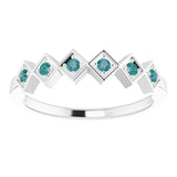 Platinum Round Natural Alexandrite Stackable Ring - view 8