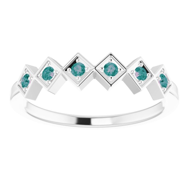 Platinum Round Natural Alexandrite Stackable Ring - view 8