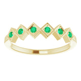 14K Gold Round Lab-Grown Emerald Stackable Ring - Yellow Gold - view 8