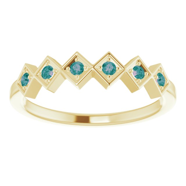 14K Gold Round Natural Alexandrite Stackable Ring - Yellow Gold - view 8