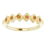 14K Gold Round Natural Citrine Stackable Ring - Yellow Gold - view 8