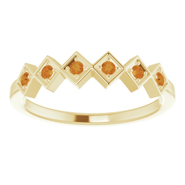 14K Gold Round Natural Citrine Stackable Ring - Yellow Gold - view 8