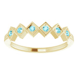 14K Gold Round Natural Blue Zircon Stackable Ring - Yellow Gold - view 8