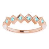 14K Gold Round Natural Blue Zircon Stackable Ring - Rose Gold - view 8
