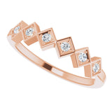 14K Gold Round Natural Diamond Stackable Ring – 1.75mm Stones - Rose Gold - view 10