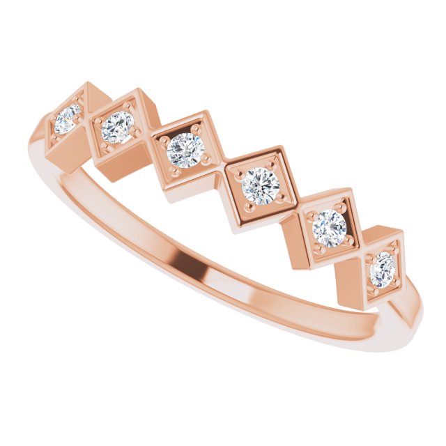 14K Gold Round Natural Diamond Stackable Ring – 1.75mm Stones - Rose Gold - view 10