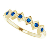 14K Gold Round Natural Blue Sapphire Stackable Ring – 1.75mm Stones - Yellow Gold - view 10