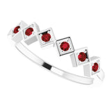 Platinum Round Natural Mozambique Garnet Stackable Ring – 1.75mm Stones - view 10