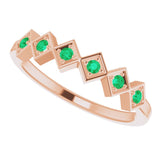 14K Gold Round Lab-Grown Emerald Stackable Ring - Rose Gold - view 10